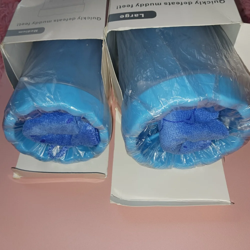 Dog Paw Cleaner - Portable Pet Paw Washer Cup, Silicone Scrabber, Blue, Large
